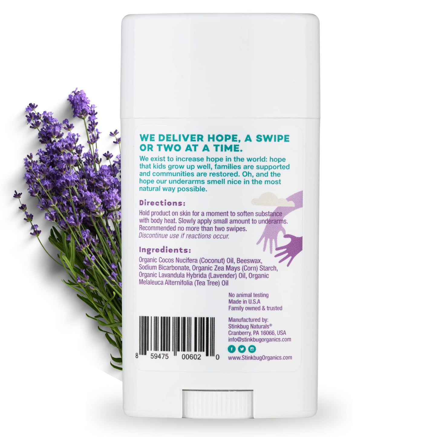 Stinkbug Naturals Organic Aluminum Free Deodorant Stick with Lavender, Coconut Oil and Essential Oils, Paraben Free, Sensitive Skin Deodorant, 2.1 Beauty and Personal Care Stinkbug