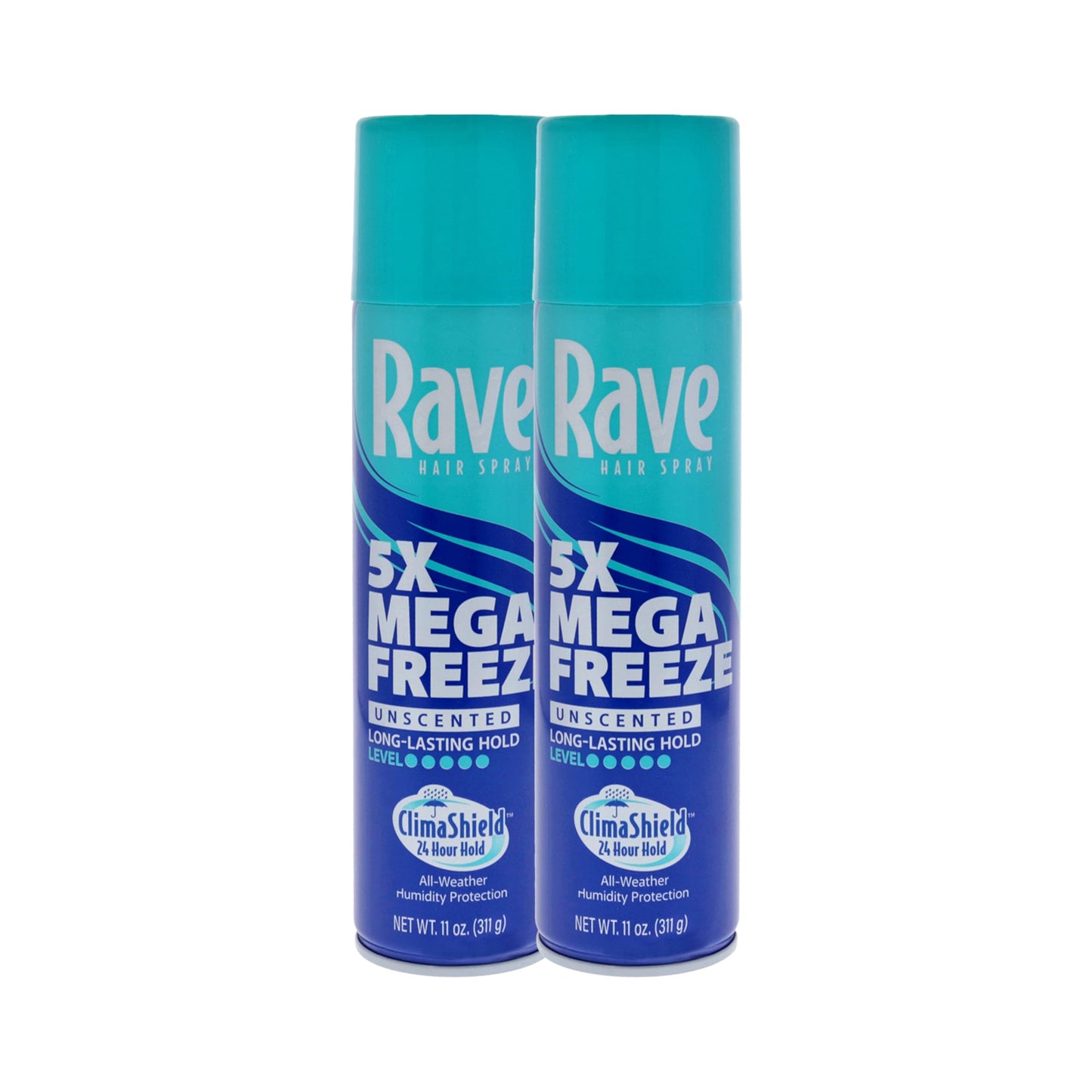 Rave 5X Mega Freeze Unscented Aerosol Hairspray by Rave - Heat Protection, Long Lasting Firm Hold - Minimizes Frizz and Static - 2 pc Beauty & Personal Care rave