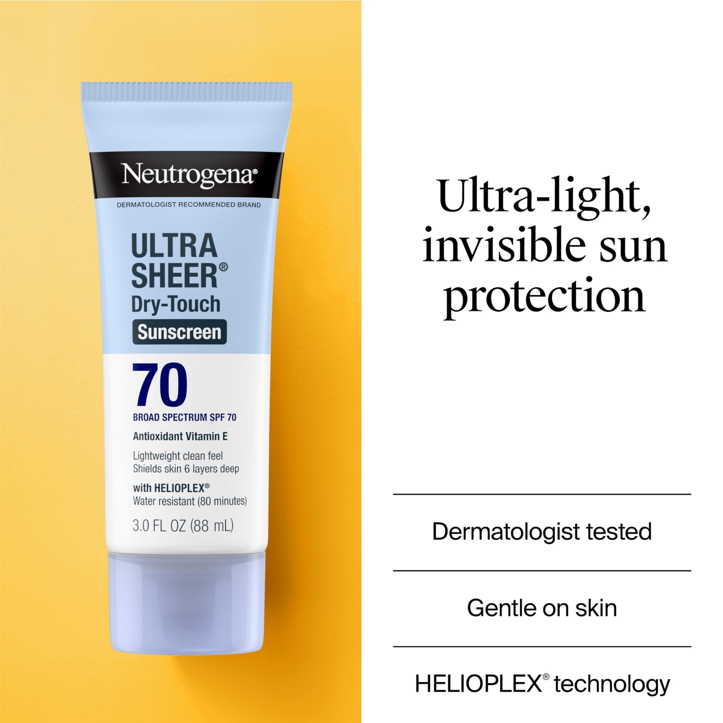 Neutrogena Ultra Sheer Dry-Touch Sunscreen For Face & Body, SPF 70 Broad Spectrum UVA/UVB Protection, Lightweight Water Resistant & Non-Greasy, Travel Beauty & Personal Care Neutrogena