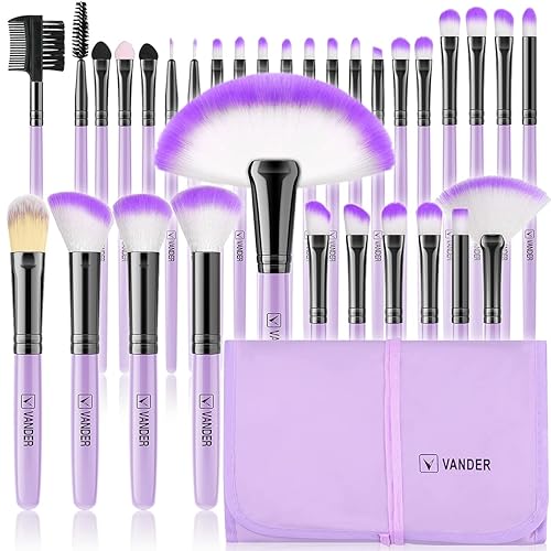 Make up Brushes, VANDER Professional 32pcs Makeup Brush Set, Makeup Brushes Set Foundation Blending Cosmetic Brush Set Kit,Purple Beauty & Personal Care Vander
