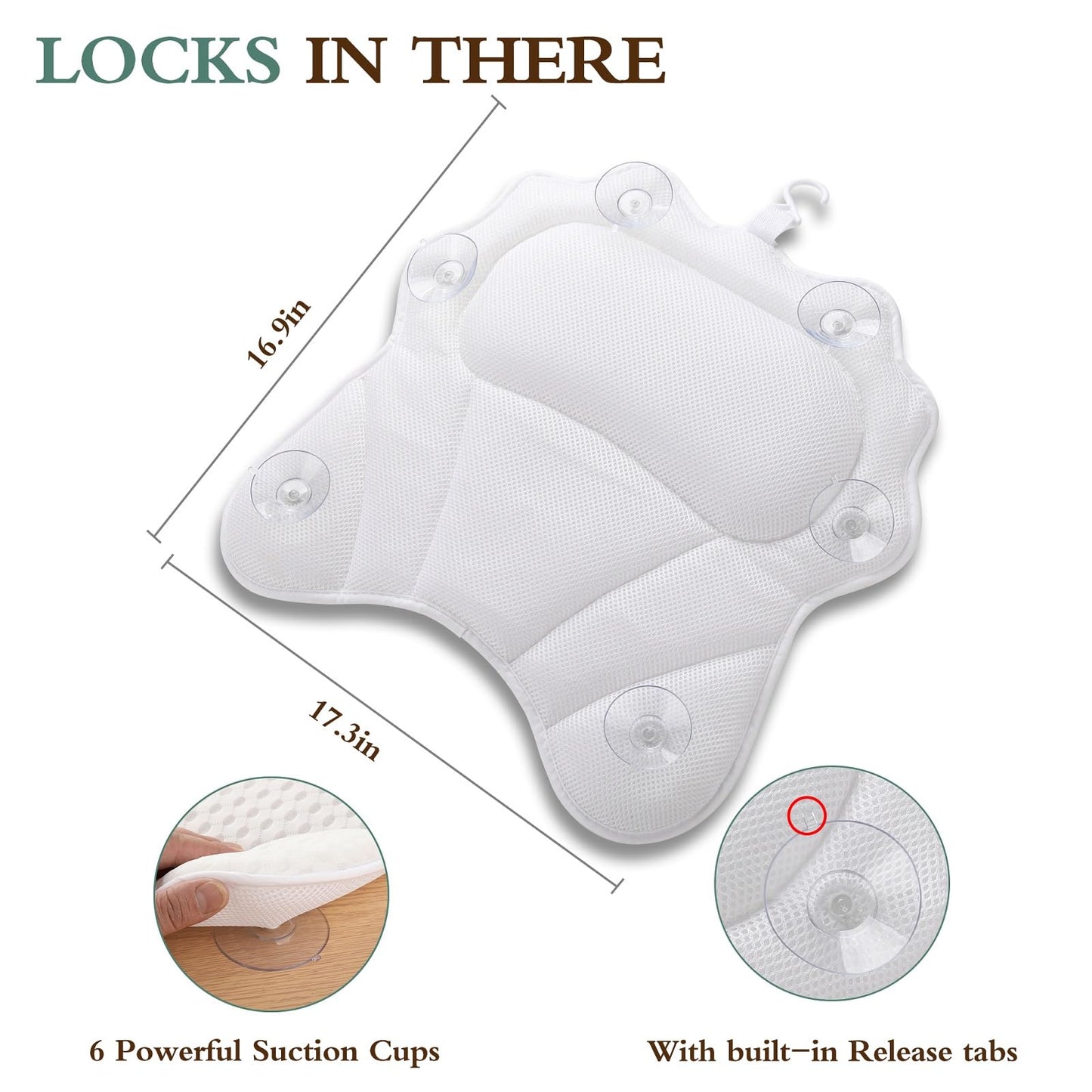 Bath Pillow RUVINCE Ergonomic Luxury Bathtub Pillow with Head,Neck, Shoulder and Back Support, 4D Bath Pillows for tub with 6 Powerful Suction Cups Beauty and Personal Care RUVINCE