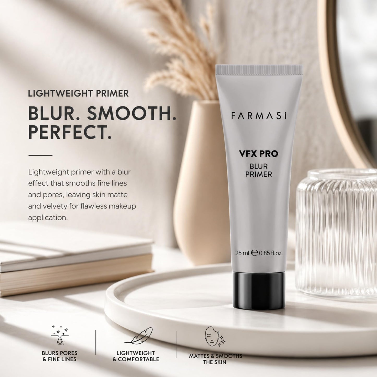 FARMASi VFX Pro Blur Makeup Primer, Smoothing Face Base with Soft-Focus Finish, Oil-Free Matte and Velvety Feel, Helps Minimize the Look of Pores and Beauty & Personal Care FARMASi