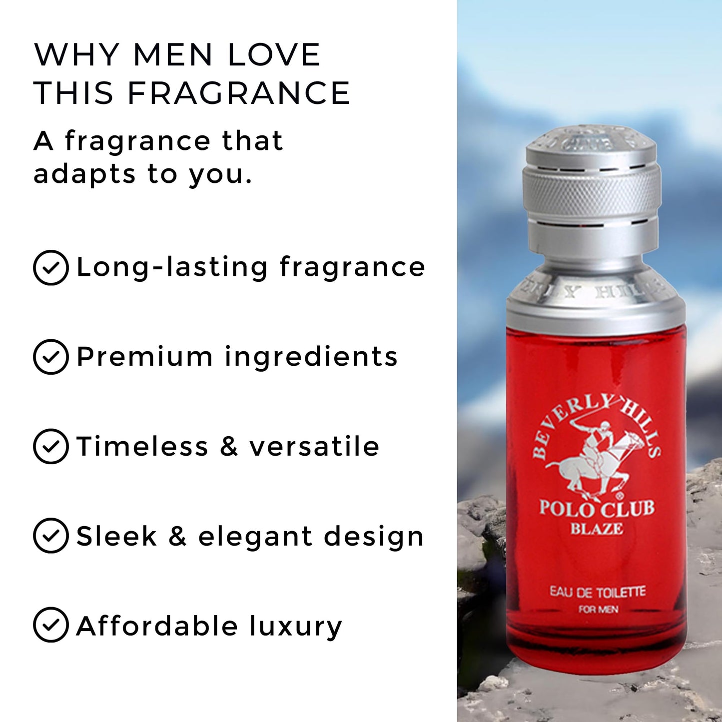 Beverly Hills Polo Club BLAZE - Cologne for Men with Notes of Cedar & Basil - Fresh & Classy Fragrance Scent - Eau De Toilette Spray 3.40fl.oz / 100ml Beauty & Personal Care Beverly Hills Polo Club