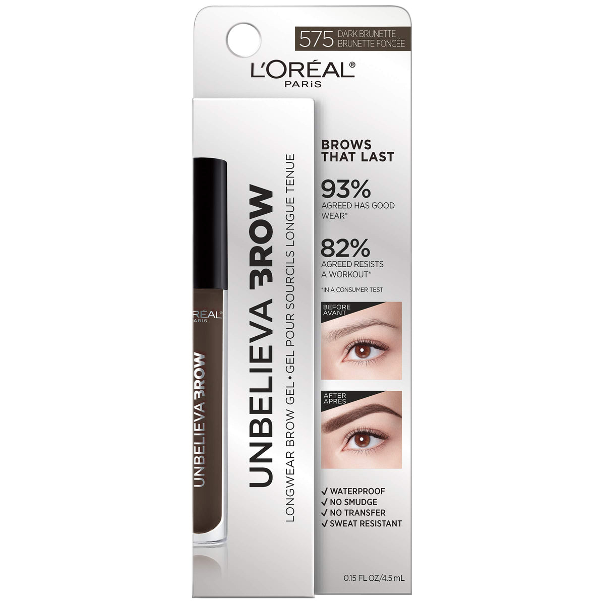L'Oreal Paris Unbelieva-Brow Longwear Waterproof Tinted Brow Gel, Smudge-resistant, Transfer- Proof, Quick Drying, Easy and quick application