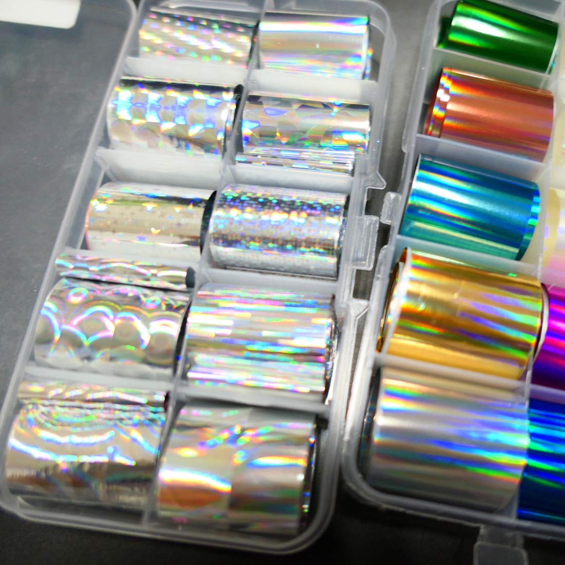 AddFavor 30 Roll Holographic Transfer Nail Foil Sticker Silver Laser Nail Decals 10 Roll Nails Strip Tape for Nails Art Design Decoration Beauty & Personal Care AddFavor
