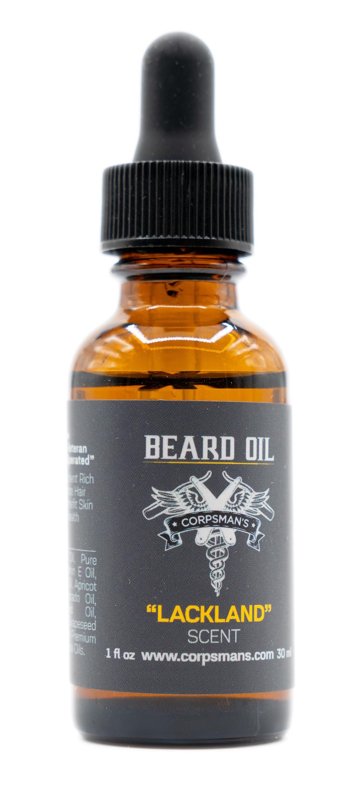 Corpsman's BEARD OIL - Nutrient Rich Oils to Promote Beard Growth and Hair Health - Four Different Scents - 2 Ounces / 30 ml (LACKLAND) Beauty and Personal Care Corpsman's