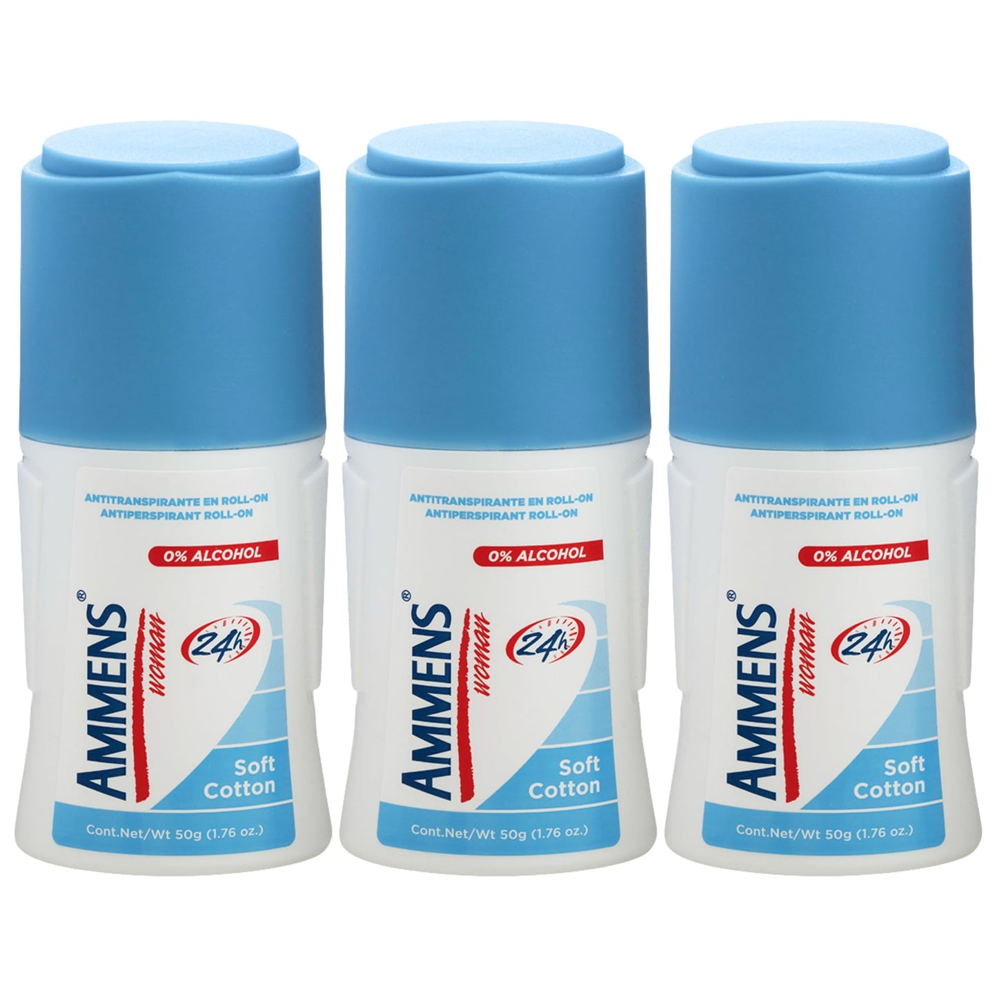 Ammens Roll-On Deodorant for Women - Desodorante en Roll-On para Mujer - Alcohol-Free, Antiperspirant, Soft Cotton Scent - Sin Alcohol Beauty and Personal Care Tu Salud Plus