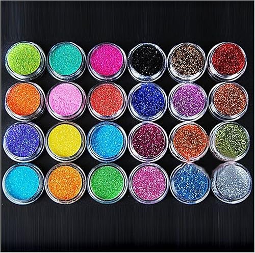 XICHEN 24 Colors Nail Art Make Up Glitter Shimmer Dust Powder Decoration Beauty & Personal Care XICHEN