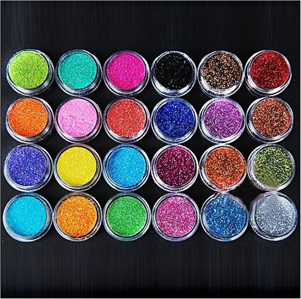 XICHEN 24 Colors Nail Art Make Up Glitter Shimmer Dust Powder Decoration Beauty & Personal Care XICHEN