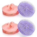 Aroveea Hair Scalp Brush Dandruff Cleaning Brush Shower Scalp Shampoo Brush Scalp Massager Pack of 4 (Orange and Violet) Beauty & Personal Care Aroveea