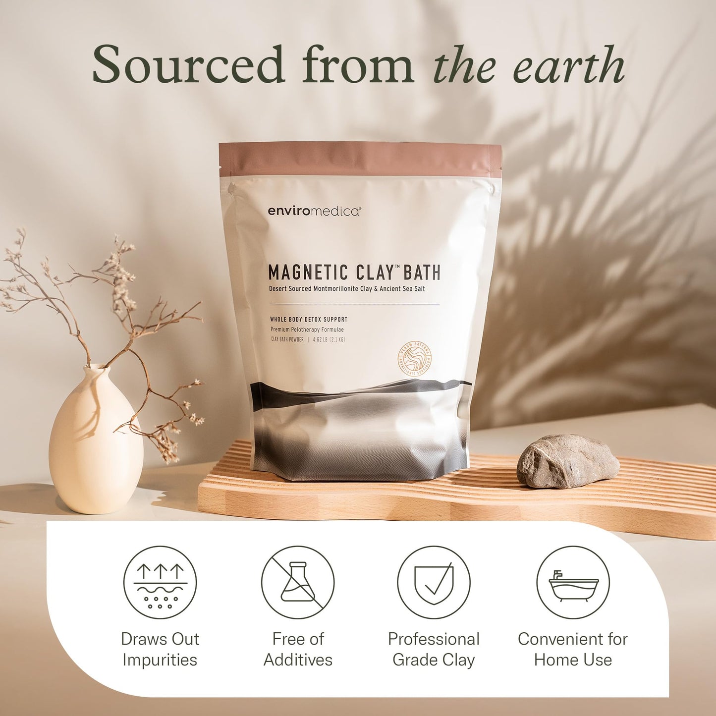 Enviromedica Magnetic Bentonite Clay Bath - Sodium & Calcium Bentonite Clay Bath Soak Powder with Himalayan Salt, Rejuvenating and Cleansing Body Beauty and Personal Care Enviromedica