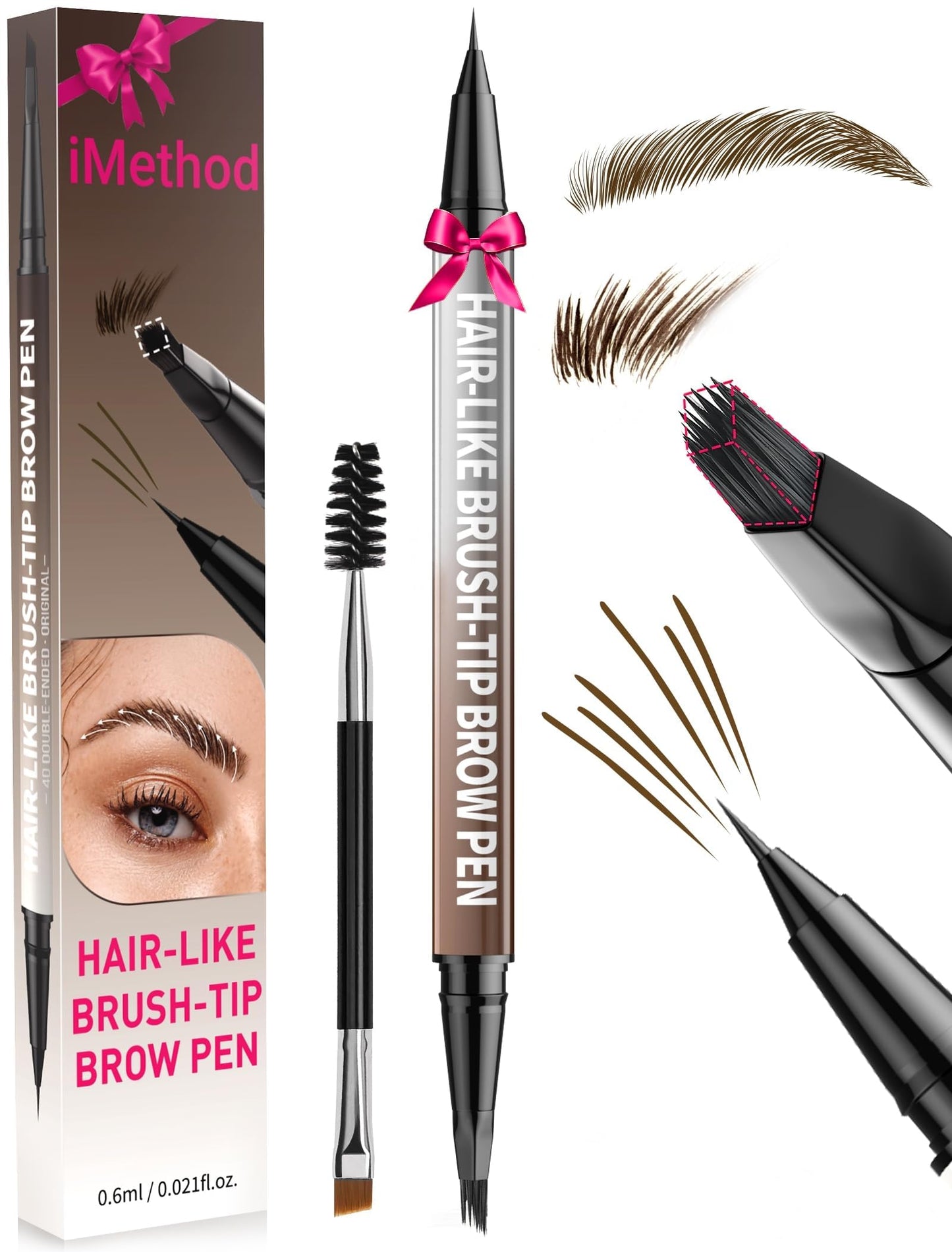 iMethod Eyebrow Pen - Eyebrow Pencil,2-in-1 Eyeliner Dual-Ended Brush-Tip Microblading 4d Eyebrow Pencils for women,Long Lasting Waterproof Hair-Like Beauty and Personal Care iMethod