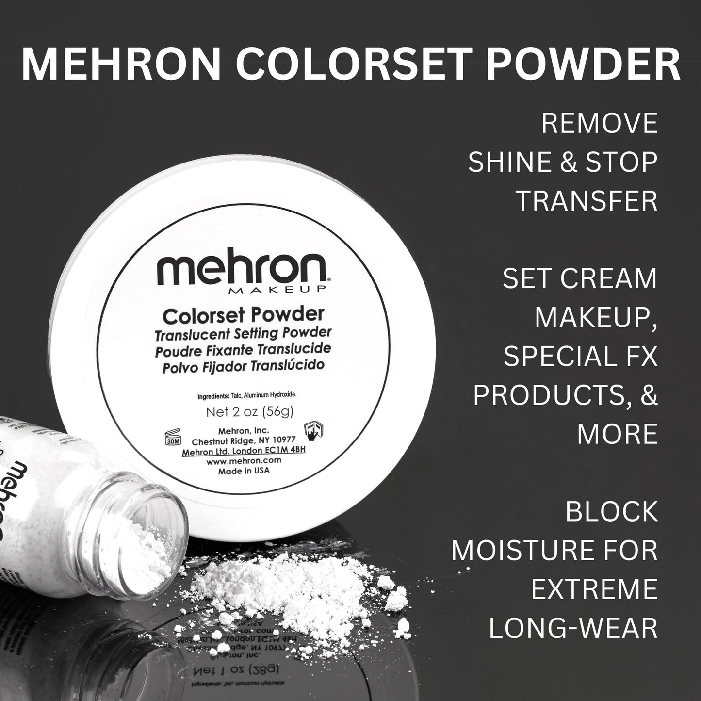 Mehron Makeup Colorset Powder | Translucent Setting Powder | Special Effects, Halloween, & Film 2 oz (60 g) Beauty & Personal Care Mehron