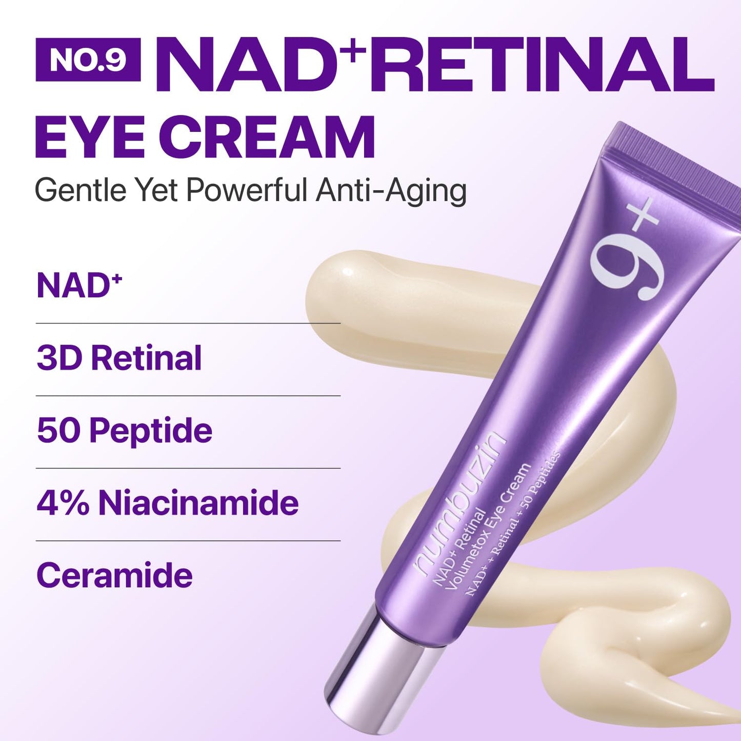 numbuzin No.9 NAD+ Retinal Eye Cream for Anti-Aging, Pore Minimizer, Wrinkles, Firmer Skin with Retinoid, Peptides & Niacinamide, Gentle Retinal Beauty and Personal Care numbuzin