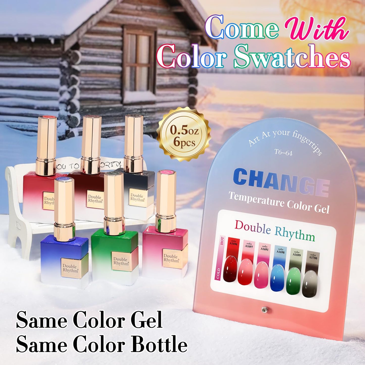 Double Rhythm 6 Pcs 15 ML Gel Polish Set Same Color Same Bottle Soak Off Gel Polish Kit Nail Art Manicure Salon DIY at Home for Women (Burgundy Blue Beauty and Personal Care Double Rhythm