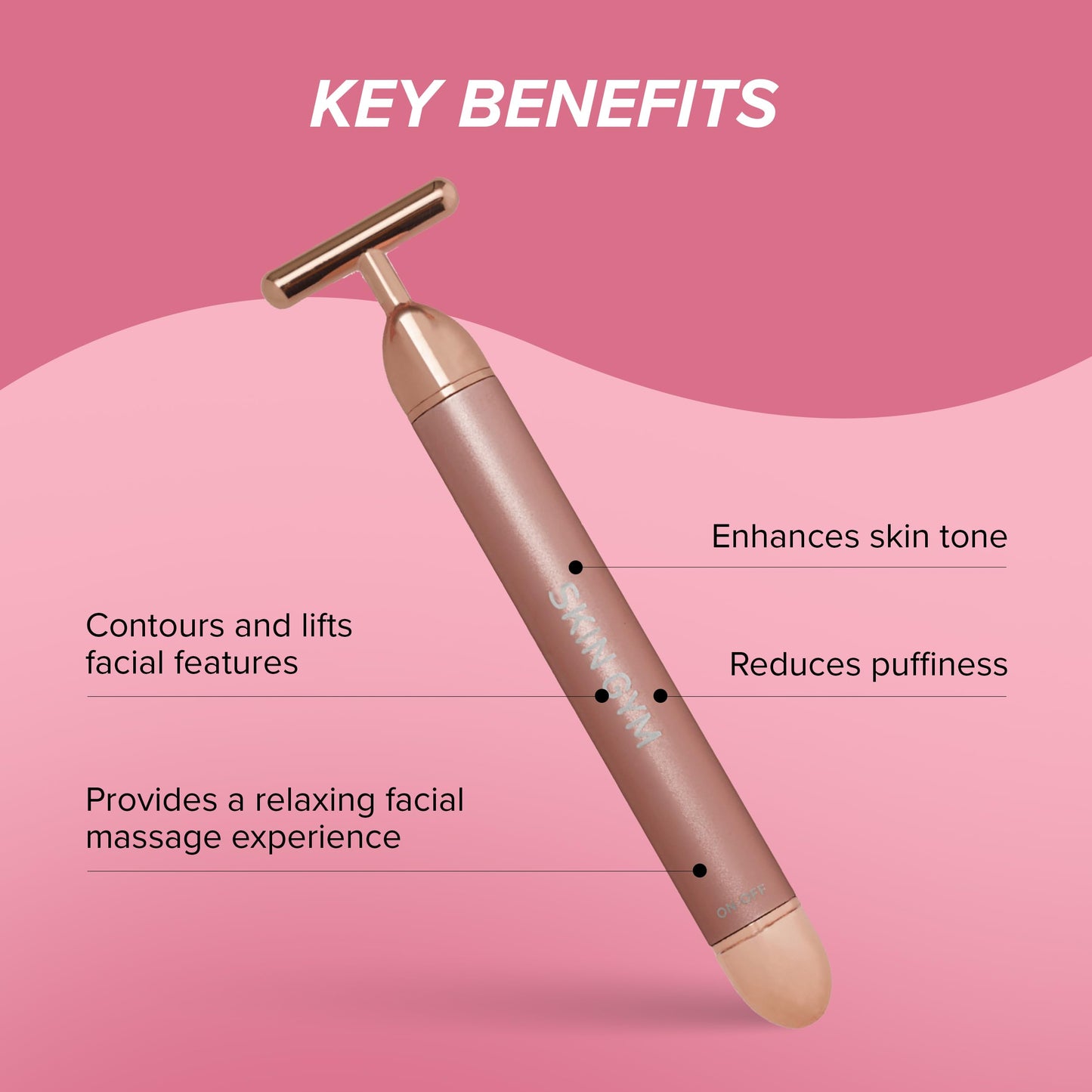 SKIN GYM Beauty Lifter Vibrating T-Bar Gold, Sonic Facial Massage Tool for Sculpting and Circulation Beauty & Personal Care SKIN GYM