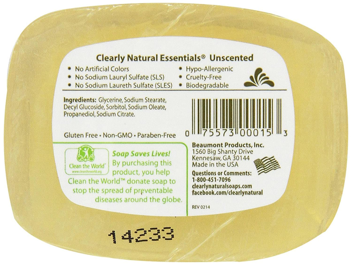 Clearly Naturals Unscented Glycerin Soap (12x4 Oz)12 Beauty & Personal Care Clearly Natural