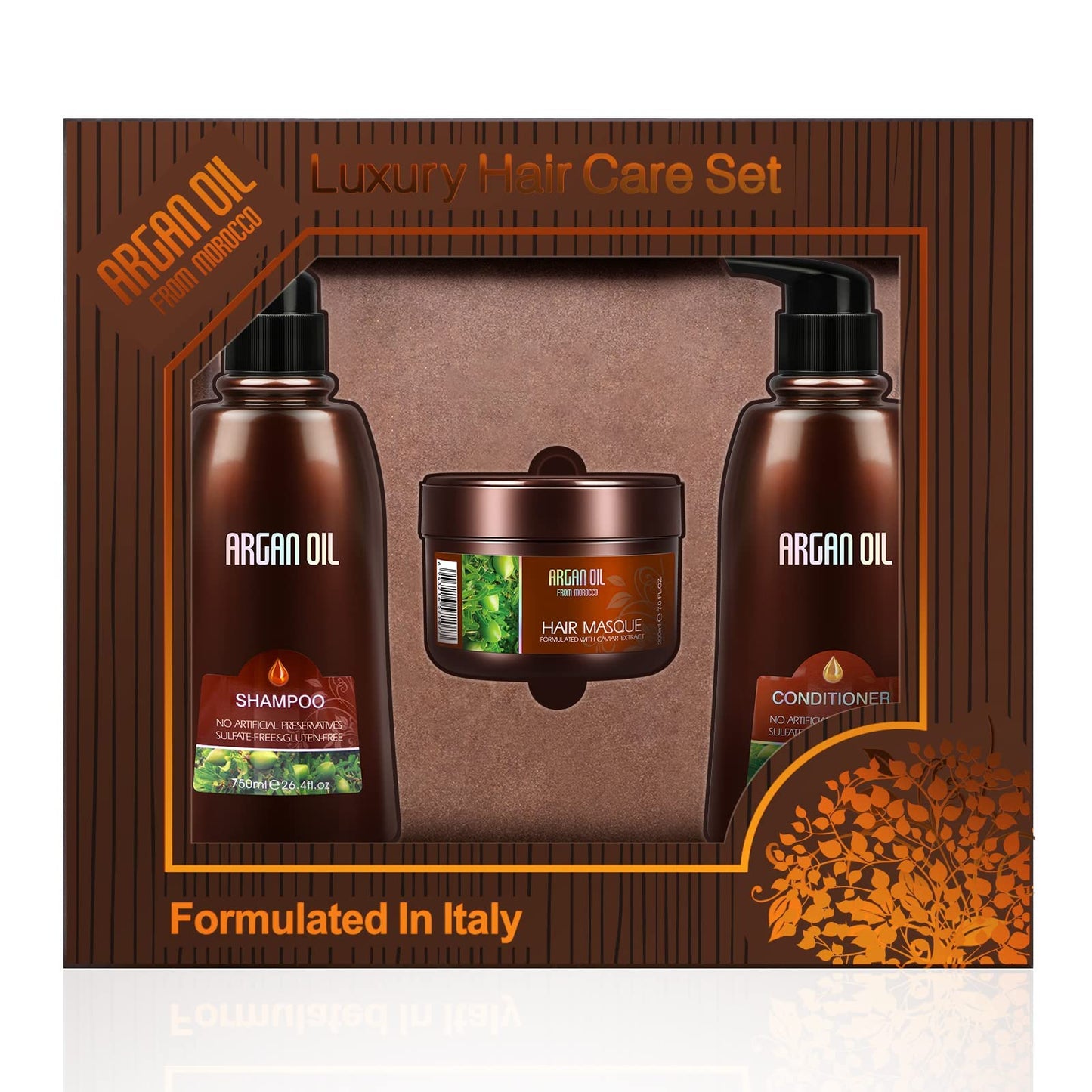 Moroccan Argan Oil Shampoo and Conditioner Sets with Hair Mask, Color Safe Smooth Add Shine Hair Treatment, UV Protection, Intense Moisturizing Beauty & Personal Care NUSPA NUSPA