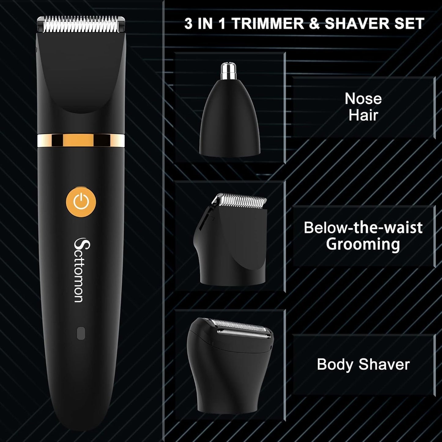 Scttomon Electric Groin Hair Trim Ball Trimmer for Men Body Shaver Below-The-Waist Groomer Nose Hair Trimmer Waterproof Cordless 3 in 1 Beauty and Personal Care Scttomon