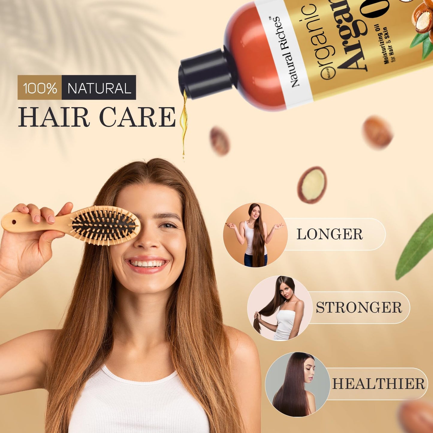 Natural Riches Organic Argan Oil of Morocco 16oz Penetrating Hair oil Deep Moisturizing Serum for Dry, Damaged & Coarse Hair pure Moroccanoil Cold Beauty & Personal Care Natural Riches