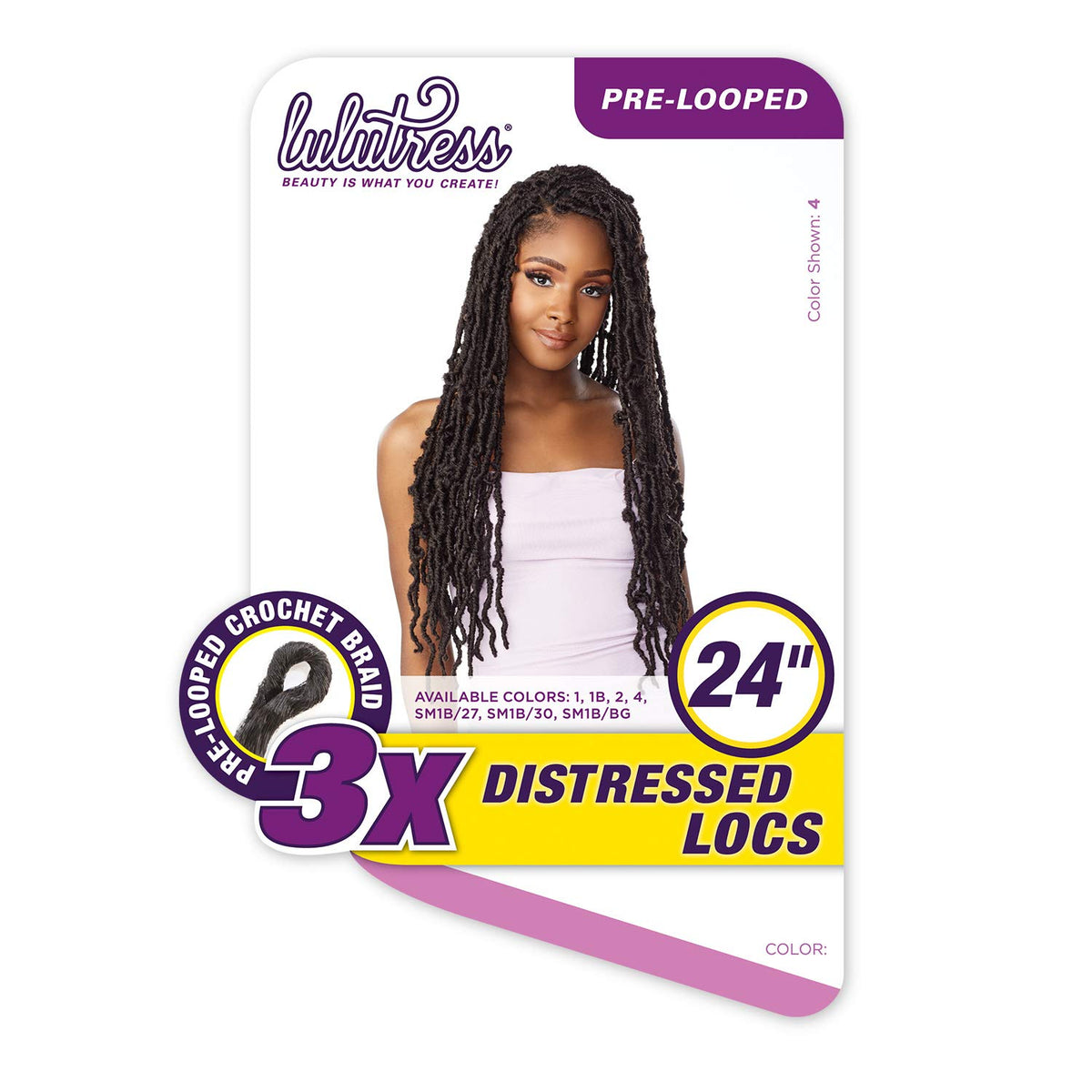 Sensationnel Lulutress Crochet Braids-3X Distressed Locs 24in,1 JETBLACK