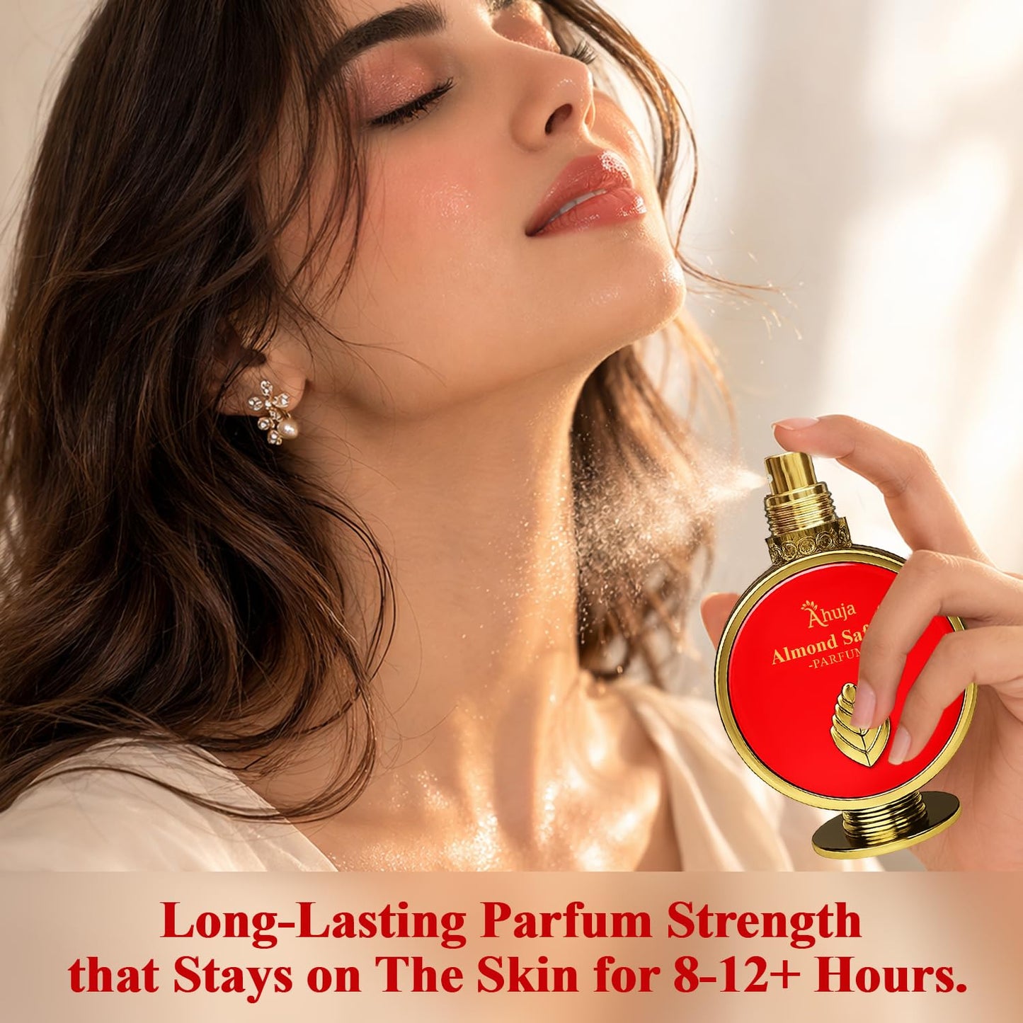 AHUJA Almond Saffron - 3.4 oz Parfum | Unisex Warm Floral Saffron Scent | 30% Long Lasting Oil | Saffron, Jasmine, Orange Blossom, Rose, Ambergris Beauty & Personal Care AHUJA