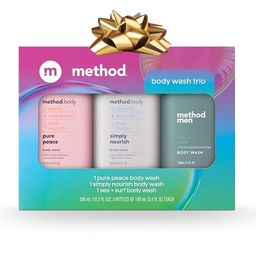 Method Body Wash Gift Set, Pure Peace, Simply Nourish and Sea + Surf, 3.4 oz Travel Size Bottles Beauty & Personal Care Method