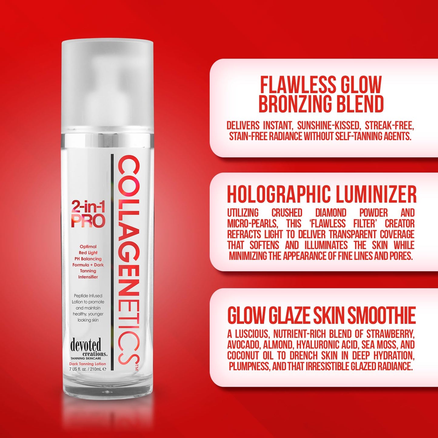 Collagenetics 2 in 1 Pro Red Light Therapy Prep Lotion & Tan Acc Beauty & Personal Care Devoted Creations