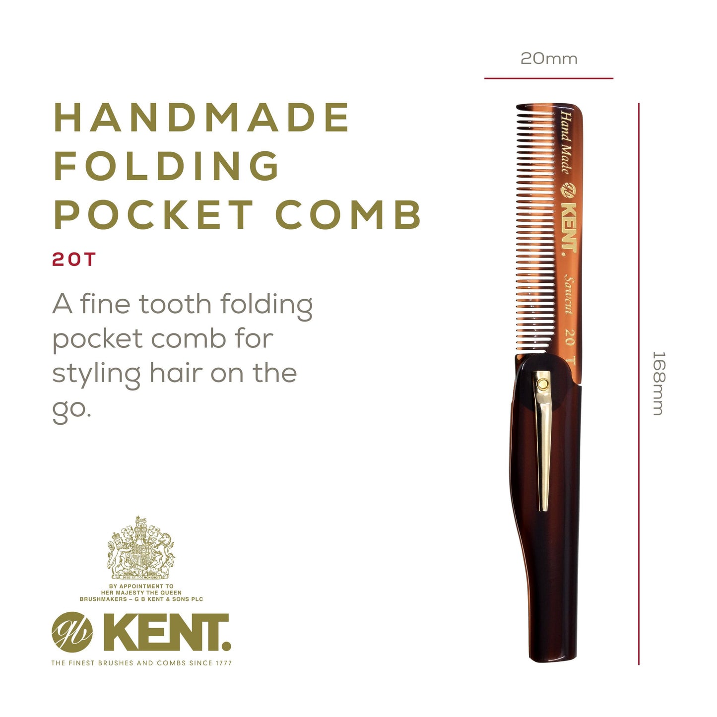 Kent Set Men's Hair Pocket Combs, 81T X-Small, FOT All Fine Tooth, 20T Fine Tooth Folding Comb. Best Hair, Beard and Mustache Grooming Kit for Travel Beauty and Personal Care KENT