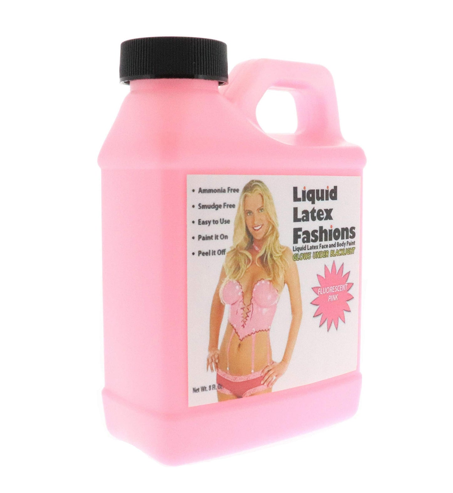 Fluorescent Pink 8 Oz - Liquid Latex Face and Body Paint, Black Light UV Reactive GLOW, Ammonia Free, Pink Panther, Cheshire Cat, Perfect Beauty & Personal Care Liquid Latex Fashions