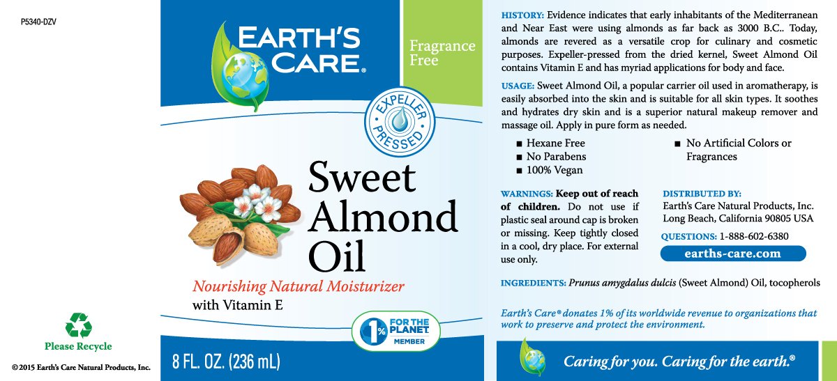 Earth’s Care Sweet Almond Oil - Expeller Pressed Almond Oil for Skin and Hair 8 FL. OZ. (3 Bottles) Beauty & Personal Care Earth's Care
