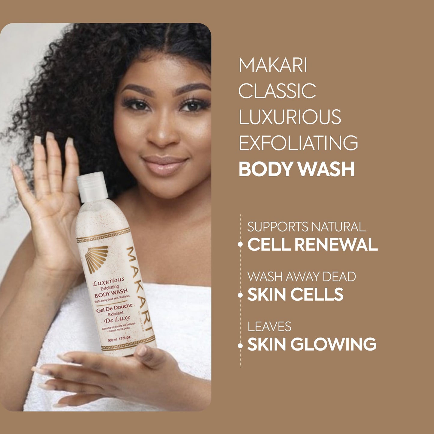 Makari Classic Luxurious Exfoliating Body Wash (500 ml) | Brightening & Exfoliating Body Cleanser | Removes Dead Skin Cells & Unclogs Pores | Beauty & Personal Care MAKARI