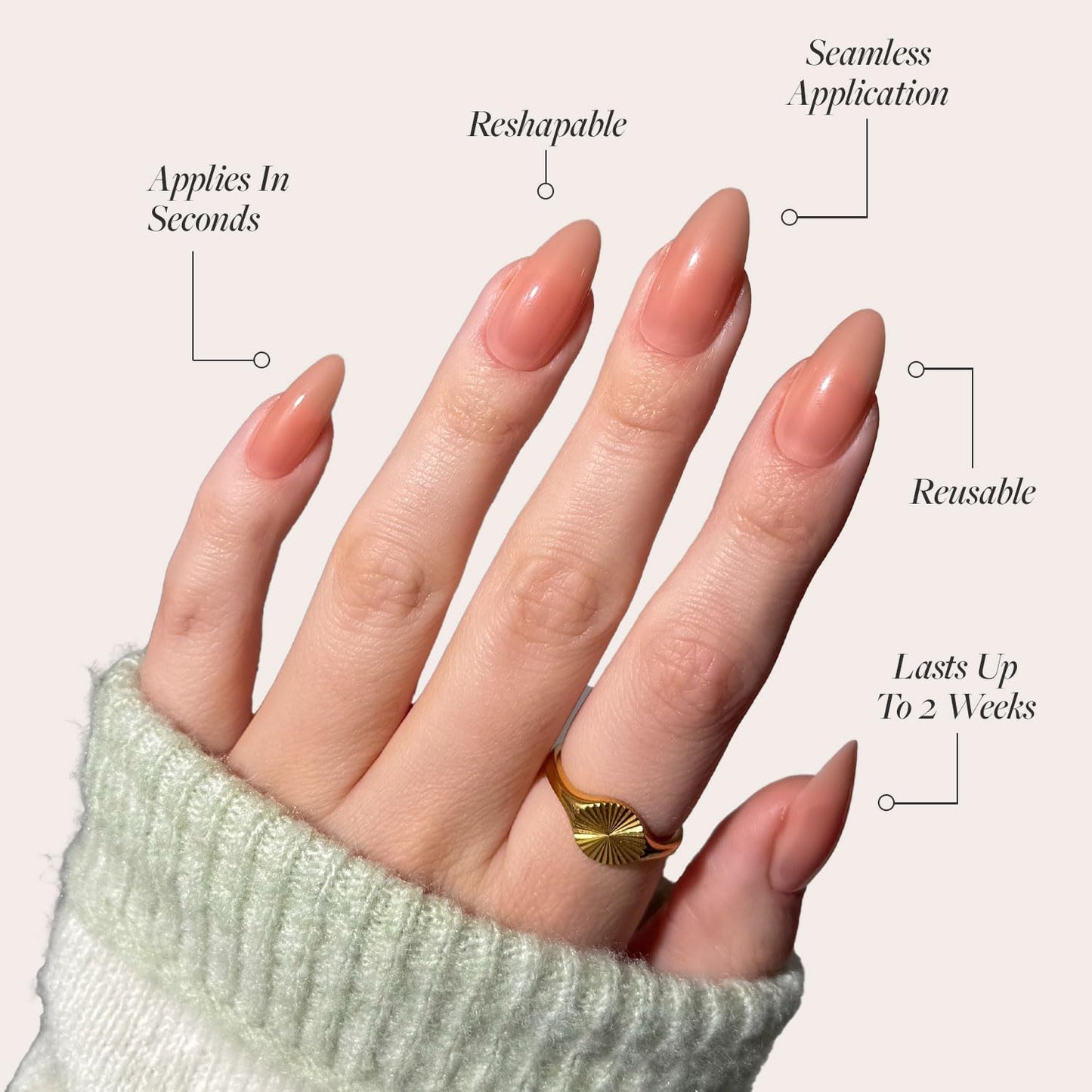 Glamnetic Press On Nails - Sheer Peach | Medium Almond Fake Nails, Sheer Peach Pink Neutral, Salon Quality | 15 Sizes - 30 Nail Kit Wtih Glue Beauty and Personal Care Glamnetic