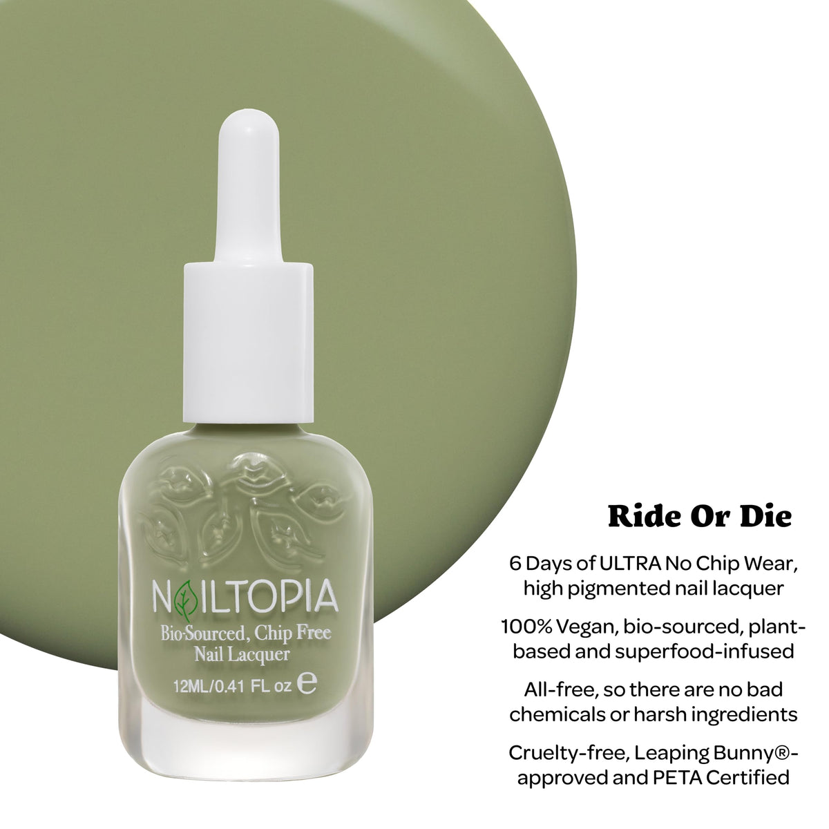 Nailtopia Bio-Sourced, Chip Free Nail Lacquer - All Natural, Strengthening Biotin and Superfood-Infused Polish - Chip Resistant Formula - Quick-Dry