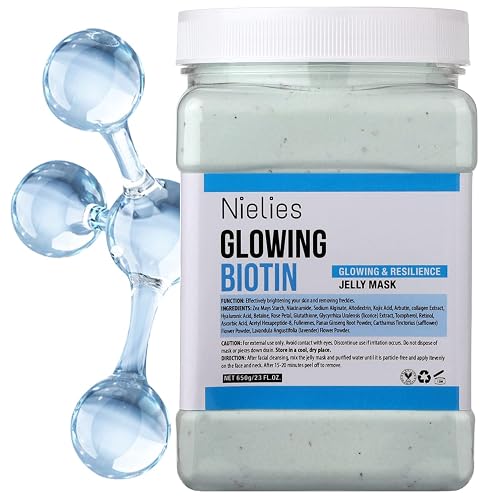Nielies Glowing Biotin Jelly Mask for Facials Professional 23 oz - Hydrating Jelly Face Mask Powder for Esthetician Spa Treatments - Professional Beauty & Personal Care Nielies