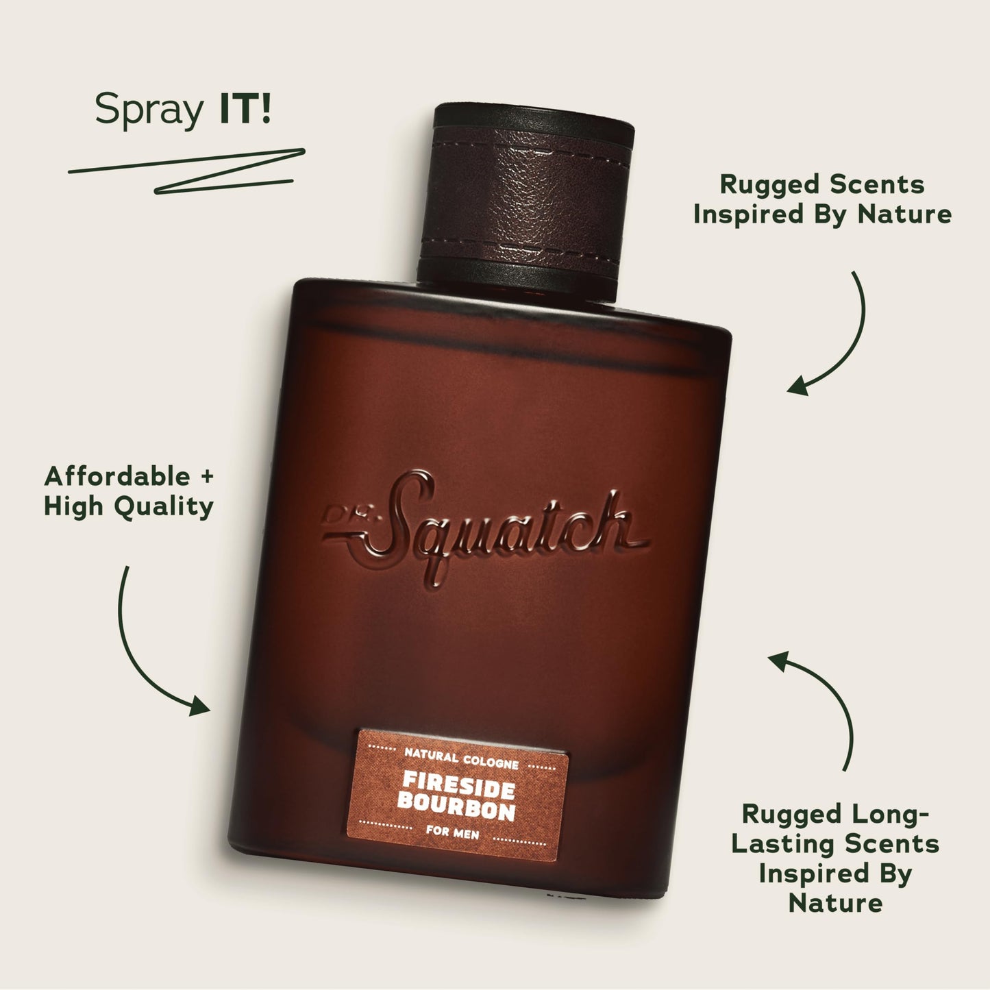Dr. Squatch Natural Cologne for Men - Scent-Lock Technology and Sustainably-Sourced Ingredients - Fireside Bourbon Cologne (1.7 fl oz) Beauty & Personal Care Dr. Squatch