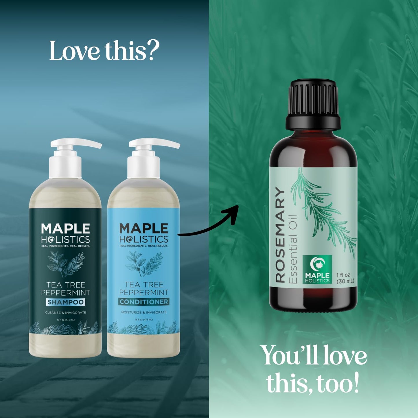 Tea Tree Mint Shampoo and Conditioner - Tea Tree Rosemary Mint Shampoo and Conditioner Set Sulfate Free for Daily Clarifying and Dry Scalp Care Beauty & Personal Care Maple Holistics