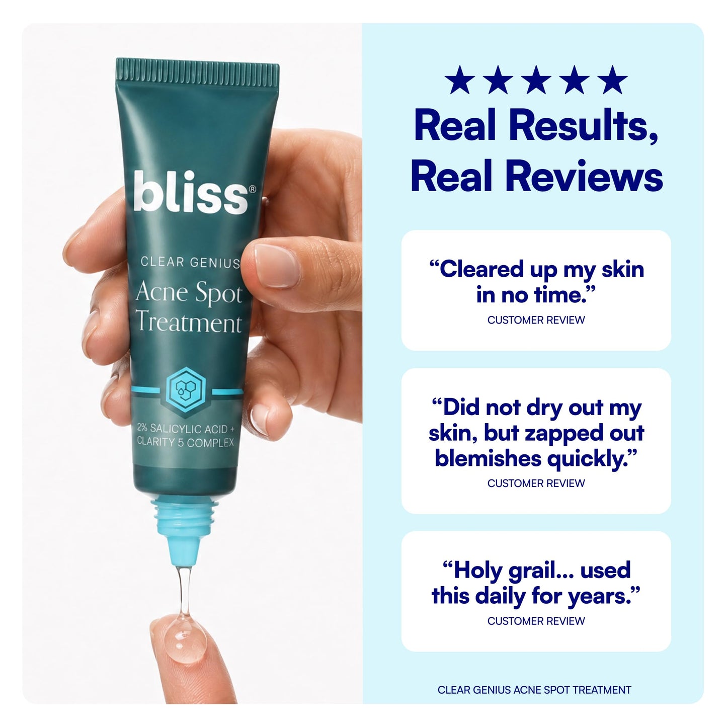 Bliss Clear Genius Acne Spot Treatment - Maximum Strength 2% Salicylic Acid Shrinks Blemishes - Clean, Vegan, Cruelty-Free, 0.5 Fl Oz Beauty & Personal Care Bliss