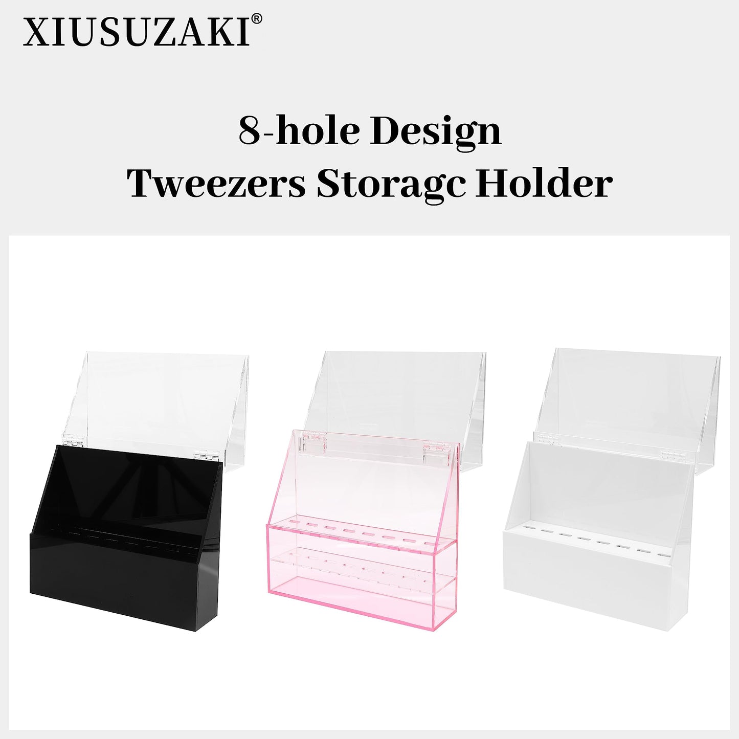 XIUSUZAKI Tweezers Storage Box 8 Holes Holder Lash Tweezers Storage for Eyelash Extensions Eyelash Professional(Black,Only the Box) Beauty and Personal Care XIUSUZAKI