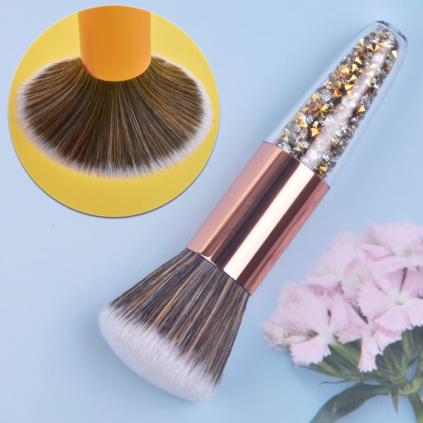 Ycyan Nail Art Dust Powder Remover Brush Rhinestone Handle Nail Art Dust Cleaner Brush Professional Nail Art Tool for Acrylic Gel Nails Beauty & Personal Care Ycyan