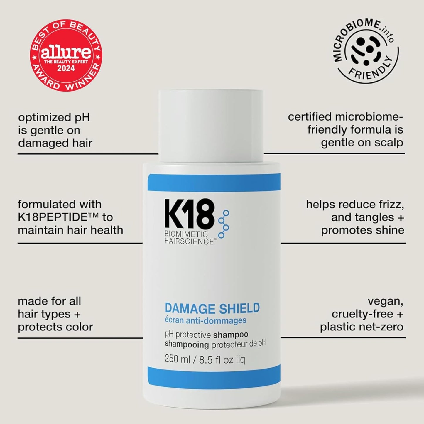 K18 Damage Shield Color Safe Shampoo - pH Protective Shampoo Safe for Color Treated Hair - Protects from Damage, Prevents Frizz + Enhances Shine Beauty and Personal Care K18