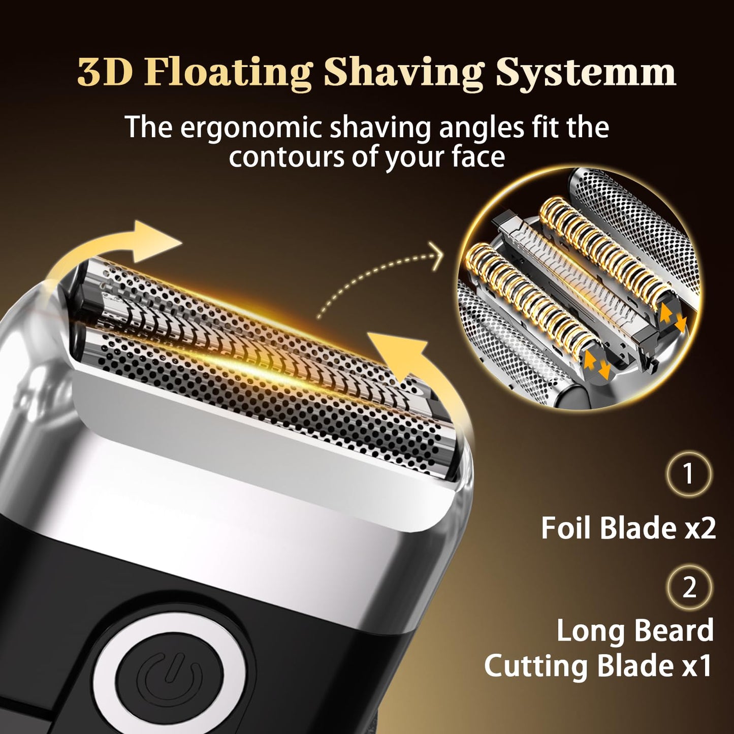 HENZILO Electric Foil Shaver for Men: Mini Electric Razor for Face/Beard - 3 Floating Blades Cordless Razor with LED Display - IPX7 Waterproof Wet Dry Beauty and Personal Care HENZILO
