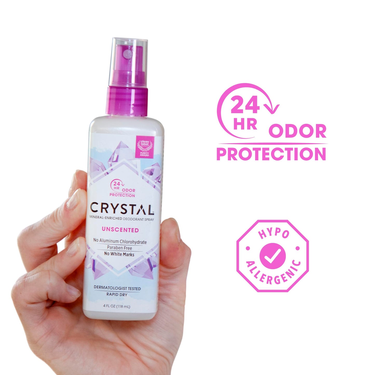 CRYSTAL Mineral Deodorant Spray- Unscented Body Deodorant With 24-Hour Odor Protection, Aluminium Chloride & Paraben Free, 4 FL OZ, Pack of 6 Beauty and Personal Care Crystal Essence