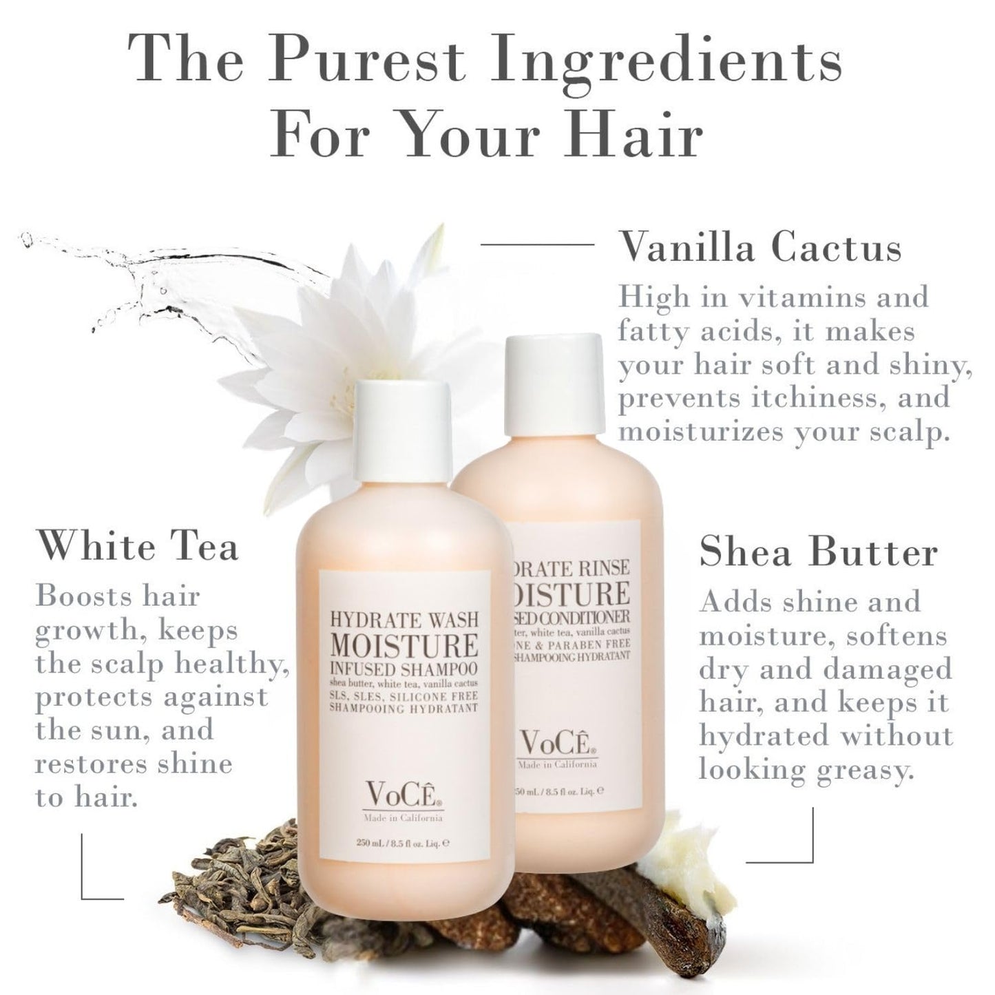 VoCÊ Hydrate Shampoo & Conditioner Bundle | Moisture-Infused Hydrating Wash & Rinse Duo for Dry, Frizzy Hair with Shea Butter, White Tea & Vanilla Beauty & Personal Care VOCE HAIRCARE