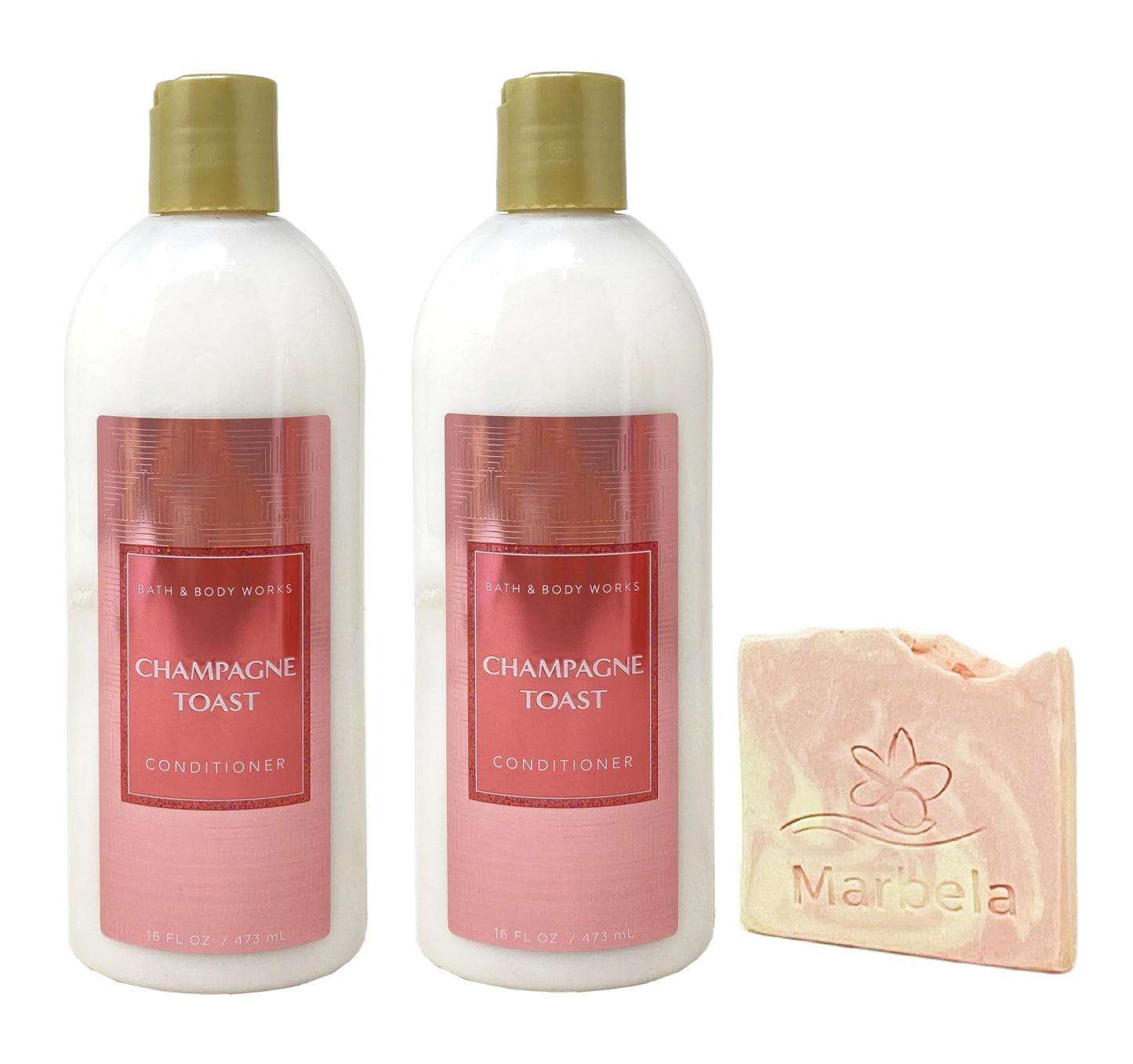 Bath & Body Works Champagne Toast 2 Pack Conditioner Bundle with a Himalayan Salts Springs Sample Soap - Full Size Beauty & Personal Care Bath & Body Works