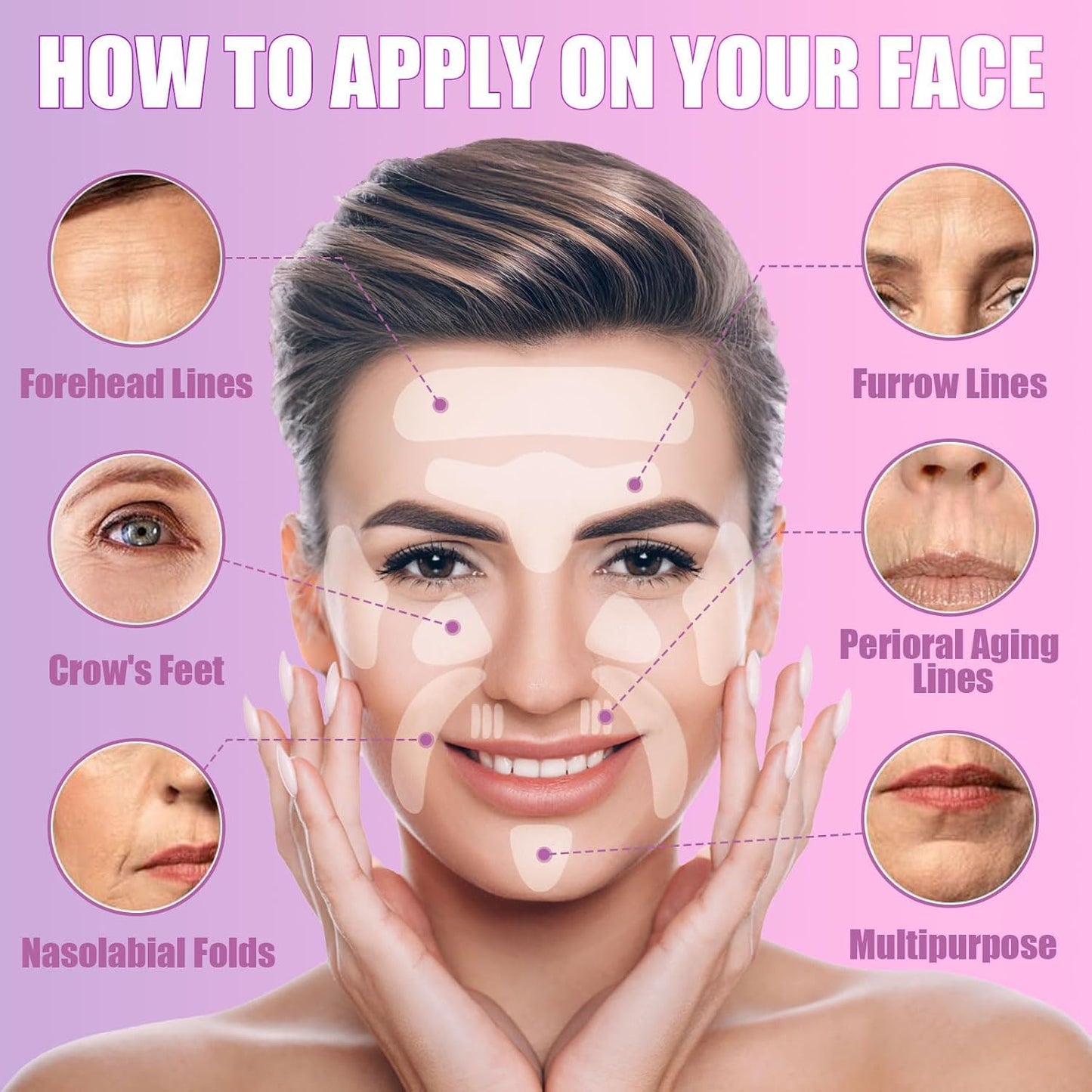 WENLIHAOBO Wrinkle Patches 208 Count,Face Patches for Forehead, Frown Lines, Smile Lines & Around Mouth, Overnight Pads for Fine Lines, Anti Wrinkle Beauty & Personal Care WENLIHAOBO