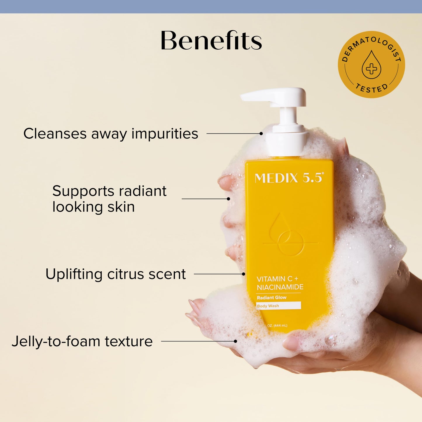 Medix 5.5 Radiant Glow Vitamin C Body Wash W/Niacinamide | Citrus Scented Gentle Body & Face Cleanser For Women, Men, Dry Skin, & Smoother-Looking Beauty & Personal Care Medix 5.5