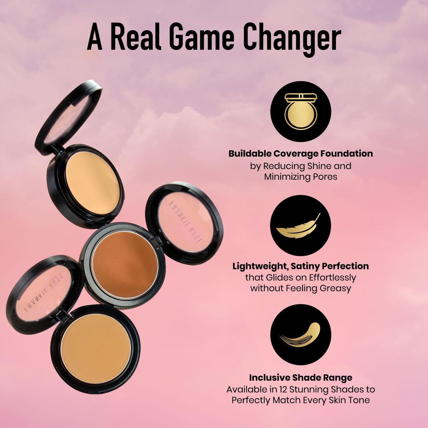 Frankie Rose Cosmetics Powder Foundation - Full Coverage Face Powder For Pores & Imperfections, Evens Out Skin Tone & Shine-Control | 58 Grams (Buff) Beauty & Personal Care Frankie Rose Cosmetics