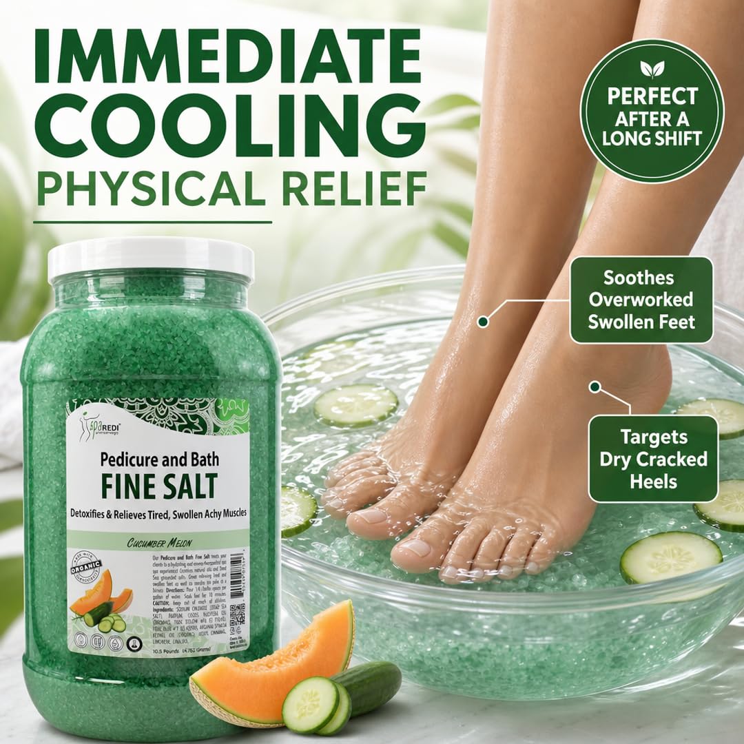 SPA REDI - Detox Foot Soak Pedicure and Bath Fine Salt, Cucumber and Melon, 128 Oz - Made with Dead Sea Salts, Argan Oil, Coconut Oil, and Essential Beauty and Personal Care SPA REDI