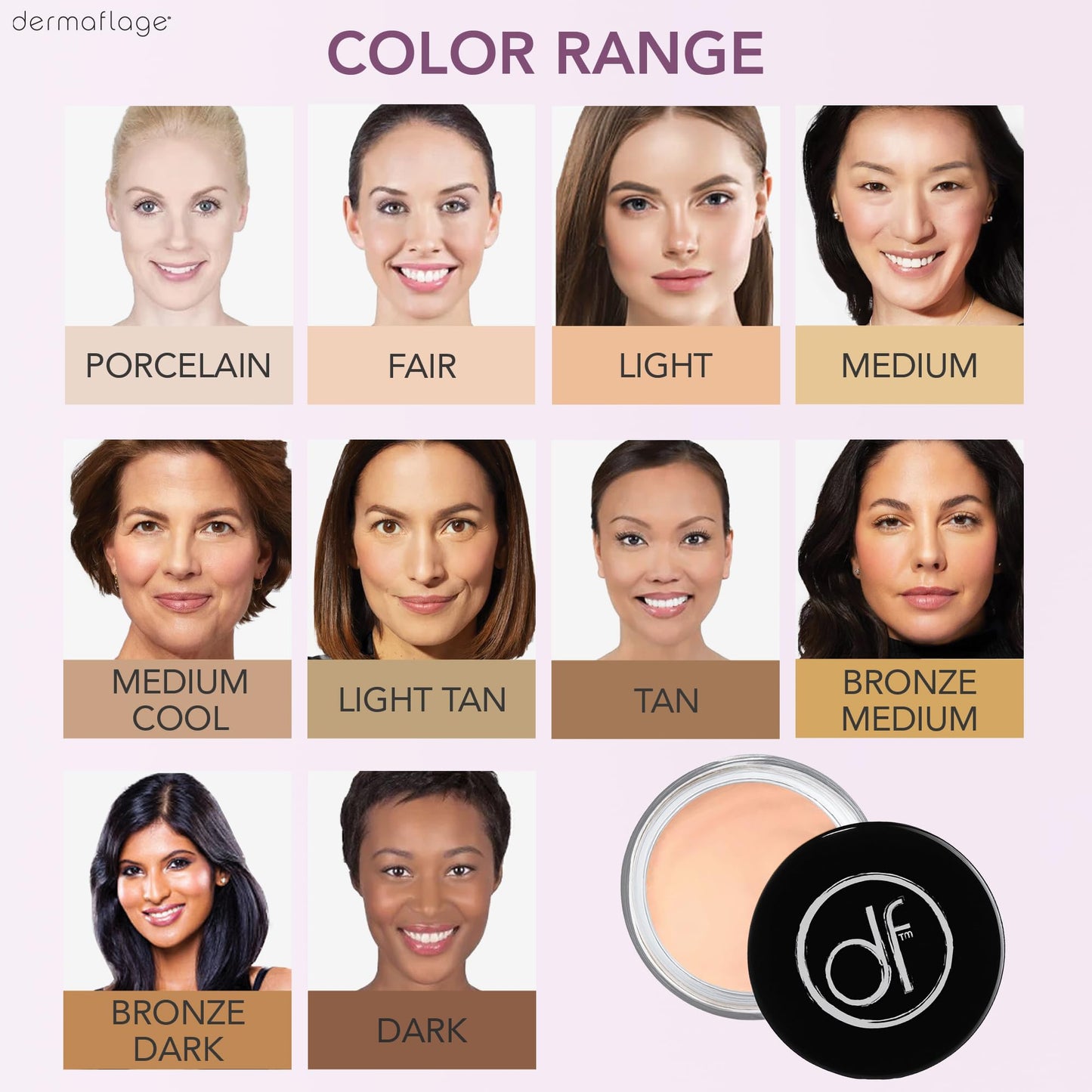 Dermaflage Waterproof Concealer Cream - Full Coverage, Matte Finish, Covers Dark Circles, Tattoos, Acne (Light) Beauty & Personal Care Dermaflage